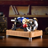 MechPuConToy Stirling Engine Kit, Alpha-Type Twin-Cylinder Twin-Piston Hot Air Stirling Engine External Combustion Engine Model, Physics Science Experiment for Youth Adult (Assembled Version)