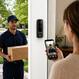 Zoomcritter Wireless Video Doorbell Camera, 2K 3MP HD Doorbell Camera with PIR Motion Detection, Two-Way Audio, Night Vision, Battery Powered, 2.4GHz WiFi, IP65 Weatherproof, Black