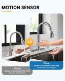 WEWE Touchless Kitchen Sink Faucet with Soap Dispenser, Single Handle Kitchen Faucets with Pull Down Sprayer Smart Motion Sensor Stainless Steel, Brushed Nickel