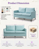 TYBOATLE 51" W Linen Fabric Upholstered Modern Loveseat Sofa Couch for Living Room, Love Seats 2-Seater Furniture w/Iron Legs for Compact Space, Apartment, Bedroom, Dorm, Office, Aqua Blue