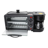 3-in-1 Breakfast Station with Coffee Maker, 4-Slice Toaster Oven, Non-Stick Griddle, 110V