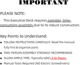 L Shaped Executive Desk with Storage, Farmhouse Home Office Desk with 2-Tier Cabinets and Shelves