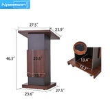 Portable Podium Stand Mobile Lectern with Locking Wheels and Adjustable Microphone Stand
