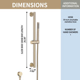 Handheld Shower Head with Slide Bar Combo, 26.38-Inch Adjustable Height Shower Slide Bar, High Perssure Handheld Shower Head with 59 Inch Extra Long Hose, Brass Wall Supply Elbow, Brushed Gold