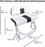 Fishmaster Pro Series Leaning Post for Center Console Fishing Boats - Deluxe Backrest, Rod Holders, Flow-Through Foam, Storage Compartment, Foldable Footrest – White Upholstery/White Powder Coated