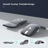 Bluetooth Wireless Arc Travel Mouse, Bluetooth 5.0/4.0 & 2.4G Tri-Mode, Rotating Foldable Ergonomic Mice, Type-C Rechargeable Multi-Device for Microsoft Laptop, PC, MacBook, Chromebook, Lenovo - Black