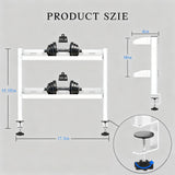 Clamp on Desk Shelf White, 2-Tier Office Desk Shelves Organizer, 17in Small Shelf for Top of Desk with Headphone Holder, Hooks, Desktop Storage Rack for Home Workspace, Study Rooms, Gaming Accessories