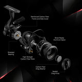 Piscifun Carbon X Spinning Reels, Light to 5.7oz, 5.2:1 Low Speed Gear Ratio, Carbon Frame and Rotor, 10+1 Shielded BB, Smooth Powerful Freshwater Spinning Fishing Reel, 1000 Series
