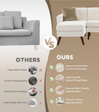 Tbfit L Shaped Couch Sofa, 80" W Mid-Century Modern Sectional Couches, 3 Seater Sofas with Wide Chaise Lounge, Button Tufted Upholstered Sectional Sofa for Living Room, Bedroom, Beige