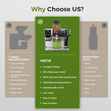 WETIE Cold Press Juicer, Powerful Juicer Machines with Adjustable Juicing Pressure, 99% High Juice Yield, Quiet Slow Masticating Juicer