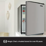 Energy Star Mini Refrigerator, Small Refrigerator for Office, Apartment, or Dorm, Stainless-Steel Finish, 2.4 Cubic Feet Magic Chef