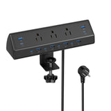 VILONG Desk Clamp Power Strip, 130W Total Fast Charging Station,Black