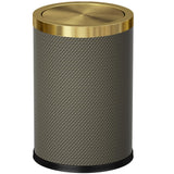 LEASYLIFE 9L/2.3GAL Bathroom Trash Cans Gold,Brush Brass Trash Can with Lid,Gold Trash Can for Bathroom,Bedroom, Powder Room,Office,Laundry Room (9L-Gery)