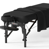 CLORIS Universal 3-Piece Professional Massage Table Sheet Set Premium Soft Light Stain Microfiber Includes Massage Table Cover, Fitted Sheet and Face Rest Cover - Black