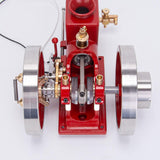 MechPuConToy Hit and Miss Engine Kit That Runs, HM-01 KIT Engine Model + Metal 4-SWheel Steering Flatbed Transport Cart + Accessory Triad + (CDI Igniter + Spark Plug) Kit