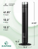 ZAFRO Smart Tower Fan for Bedroom,120° Oscillating Tower Fan,28ft/s High-Speed 12 Speeds 4 Modes,Upgraded DC 22dB Ultra Quiet,App/Voice Control,Standing Fan with 12H Timer,42Inch,Black
