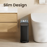 Bathroom Trash Can with Lid Soft Close, 6L/1.6 Gallon Stainless Steel Slim Garbage Can with Foot Pedal