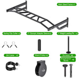 SELEWARE 48" Wall Mount Pull Up Bar with Pulley System, Heavy Duty Multi-Grip Chin Up Bar for Home Gym, 500 lbs Capacity, Fits 16" & 24" Wood Studs, Upper Body Workout Equipment for Strength Training