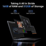 Gaming Laptop with AMD Ryzen 4300U Processor, 15.6" FHD Screen Laptop Computer with Radeon Graphics, 16GB RAM 512GB ROM Laptops Work Student Windows 11 Laptop, Wi-Fi, Type-C, HDMI, Webcam Cover Slide