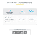 StarTech.com Dual-Laptop USB-C KVM Docking Station, Dual Monitor 4K 60Hz DisplayPort Dock