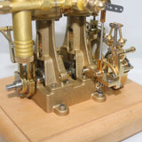 MechPuConToy Engine Model Kit That Works, Mini Retro Vertical Double-Cylinder Reciprocating Double-Acting Steam Engine Model with Speed Reducer, Science Experiment for Youth Adult