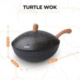 DEORS Bionic Turtle 12 Inch Nonstick Wok with Lid, Non Toxic, PFAS & PFOA Free, Dishwasher Safe, Compatible with All Stovetops