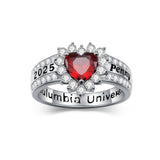 Oseew 2027 Custom Heart Shape Class Senior High School Ring for Women