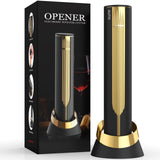 Newise Rechargeable Electric Wine Opener with Charging Base & Foil Cutter, Automatic Corkscrew for 60 Bottles, Luxury Mothers Gift for Wine Lovers Women Men - Gold & Black