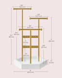Jewelry Holder, Jewelry Organizer, 4 Independent Zones, Jewelry Display Stand with Metal Frame SONGMICS