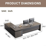79" Reversible L-Shaped Executive Desk with Drawers, Storage Cabinet