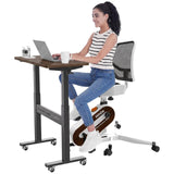 HitGo Home Office Fitness Bundle: Under Desk Exercise Bike Chair & Height Adjustable Mobile Standing Desk, 330LBS Capacity, 8-Level Resistance, Pneumatic Sit Stand Desk with Wheels for Home Office