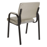Office Star FL Series Faux Leather Guest Office Chair with Black Finish Frame, Taupe
