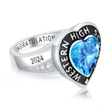 Oseew 2027 Class Graduation Ring Women High School College (White Gold)