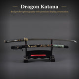 Painted Dragon & Waves Katana, 1045 Carbon Steel Full Tang Sword