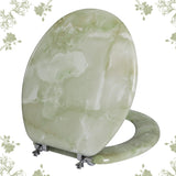 Round Toilet Seat Natural Wood Toilet Seat with Zinc Alloy Hinges, Easy to Install also Easy to Clean, Anti-pinch Marble Toilet Seat by Angol Shiold (Round, Green Marble)