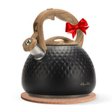 harriet Tea Kettle, Tea Pot for Stovetop, 2.5QT Whistling Kettle with 5-Layers bottom, Food Grade Stainless Steel Kettles with Hot-Resistant Handle Gas Electric Applicable, Black