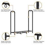 Gtongoko 4ft Heavy Duty Metal Firewood Rack Outdoor Indoor Fire Wood Holder Rack for Fireplace, Log Racks for Firewood Outdoor, Wood Pile Storage Organizer, Black