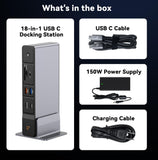 TobenONE Laptop Docking Station 3 Monitors, 8 USB Ports, 150W Adapter