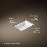 KOHLER Verticyl 17" Undermount Bathroom Vanity Sink With Overflow Drain, Undermount Bathroom Sink, White