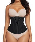SHAPERX Waist Trainer for Women Underbust Corset Shapewear Tummy Control Workout Waist Cincher Body Shaper Zipper and Hooks, SZ7310-Black-L
