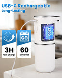 DONASIRA Automatic Liquid Soap Dispenser Touchless, USB Rechargeable Hand Soap Dispenser, 4 Adjustable Volume Levels, IPX5 Waterproof, 12.8oz/380ml Wall Mounted for Bathroom Kitchen Countertop, White