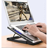 Laptop Cooling Pad, LED Fan, Four-Way, LCD Display Controller, Power Supply, Up to 17, Non-Slip Mat, Black Grid