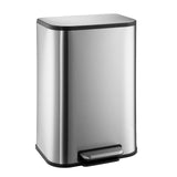 Takywep Bathroom Trash Can with Lid, 12L / 3.2 Gallon Stainless Steel Garbage Can with Foot Pedal & Removable Inner Bucket, Rectangular Small Step Waste Bin for Kitchen Living Room (Silver)