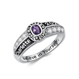 Oseew 2027 Birthstone Custom Class Ring for Women (White Gold)