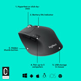 Logitech M720 Triathlon Multi-Device Wireless Mouse, Bluetooth, USB Unifying Receiver