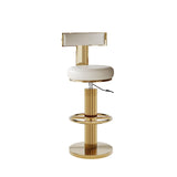 Swivel Bar Stools, Counter Height Stools with Gold Stainless Steel, White