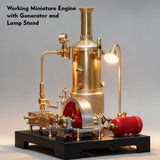 MechPuConToy Steam Engine Model with Boiler DIY Kit, SE-03 Full Metal Stationary Mill Beam Engine Steam Engine Model Kit That Works with Generator and Lamp Stand (38PCS)