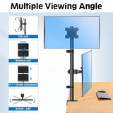 MOUNTUP Dual Monitor Stand, Vertical Monitor Mount for 2 Max 32 inch Stack Screen Monitors, Height Adjustable, Swivel, Tilt Monitor Desk Mount with C Clamp Grommet Base, Home Office