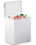 Muhub 7.0 Cubic Feet Chest Freezer, White Deep Freezer with Removable Baskets, Free Standing Top Open Door Compact Freezer with Adjustable Temperature (7.0 Cu.Ft)