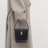Small Bucket Bags for Women, Vintage Faux Suede Purse with Crossbody Strap, Top-Handle Handbags Shoulder Bag for Fall Winter (Black)